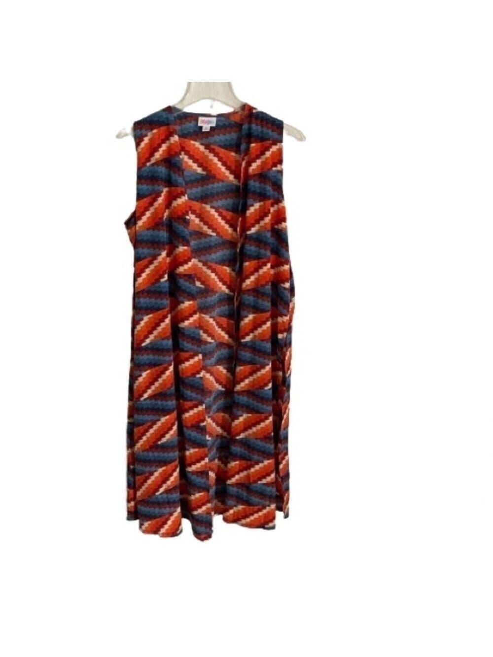 Lularoe Long Duster Kimono Orange Blue Size Medium! - Picture 2 of 7